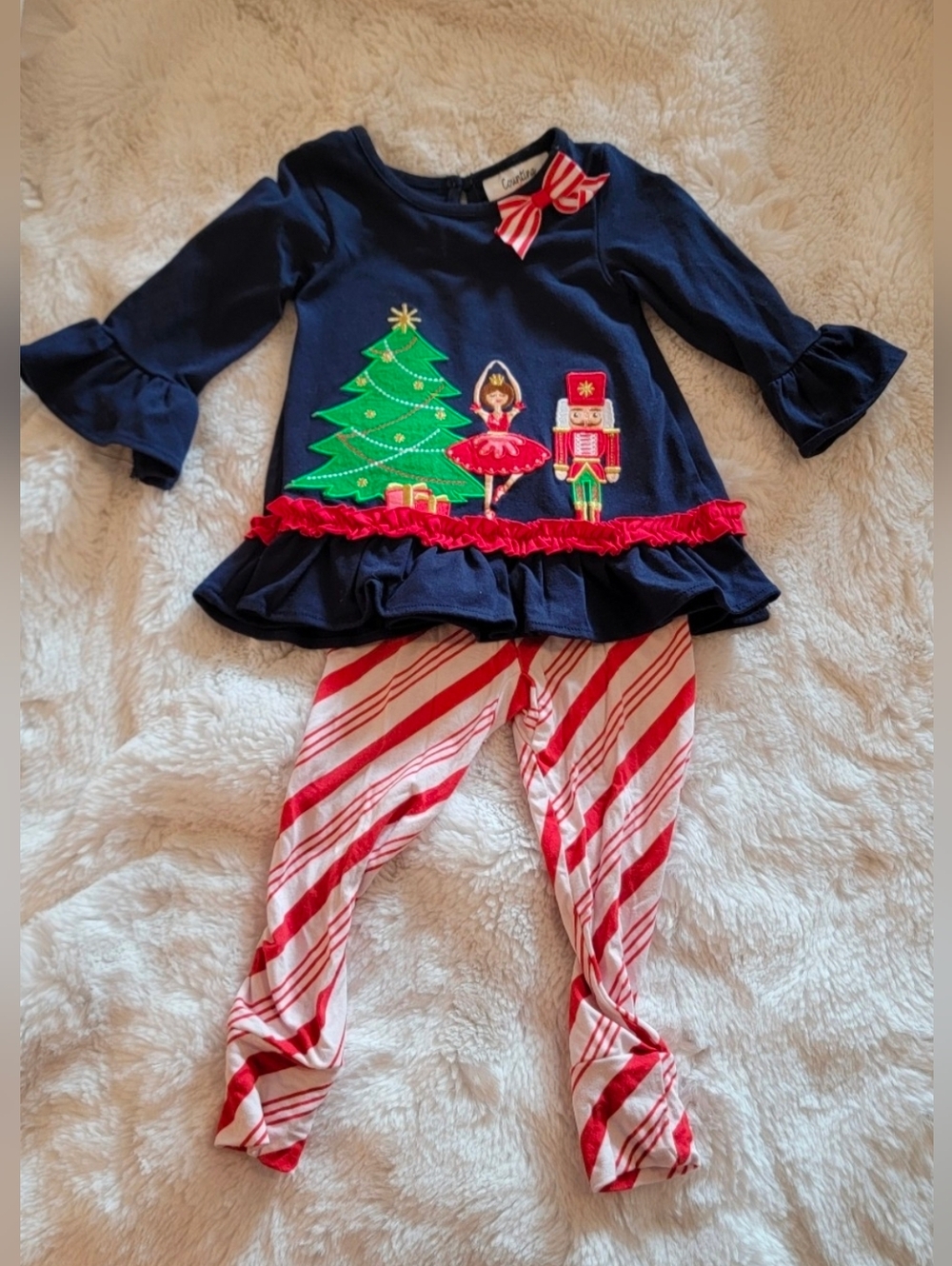 Girl's counting Daisies & Bums And Roses Bamboo Christmas Nutcracker Outfit 18M